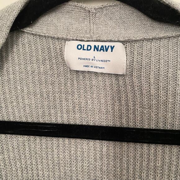 Old Navy Cardigan Ribbed Knit Light Gray Sweater Womens Size Large - Picture 8 of 8